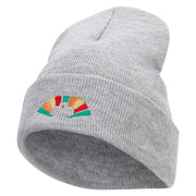 Colorful Turkey Embroidered 12 Inch Long Knitted Beanie - Heather-Grey OSFM