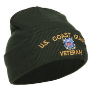 US Coast Guard Veteran Embroidered Long Beanie