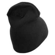 US Marine Corps Retired Symbol Embroidered 8 Inch Short Beanie Made in USA - Black OSFM