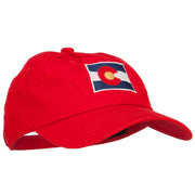 Colorado State Flag Map Embroidered Unstructured Washed Cap