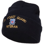 US Coast Guard Veteran Embroidered Long Beanie