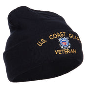 US Coast Guard Veteran Embroidered Long Beanie