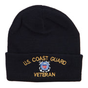 US Coast Guard Veteran Embroidered Long Beanie