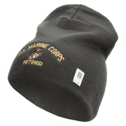 US Marine Corps Retired Symbol Embroidered 8 Inch Short Beanie Made in USA - Charcoal OSFM