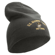 US Marine Corps Retired Symbol Embroidered 8 Inch Short Beanie Made in USA - Charcoal OSFM