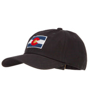 Colorado State Flag Map Embroidered Unstructured Washed Cap