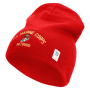 US Marine Corps Retired Symbol Embroidered 8 Inch Short Beanie Made in USA - Red OSFM