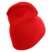 US Marine Corps Retired Symbol Embroidered 8 Inch Short Beanie Made in USA - Red OSFM