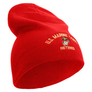 US Marine Corps Retired Symbol Embroidered 8 Inch Short Beanie Made in USA - Red OSFM