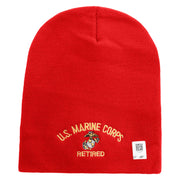 US Marine Corps Retired Symbol Embroidered 8 Inch Short Beanie Made in USA - Red OSFM