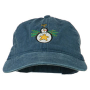 Christmas Ornament Snowman Embroidered Washed Dyed Cap