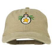 Christmas Ornament Snowman Embroidered Washed Dyed Cap