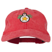 Christmas Ornament Snowman Embroidered Washed Dyed Cap