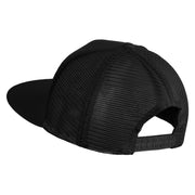 Clover Iron on Patched Flat Bill Snap Back Mesh Cap - Black OSFM