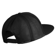 Clover Iron on Patched Flat Bill Snap Back Mesh Cap - Black OSFM