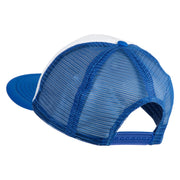 Old English Black J Patched Flat Bill Trucker Snapback Cap - White Royal OSFM