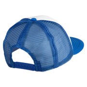 Old English Black J Patched Flat Bill Trucker Snapback Cap - White Royal OSFM