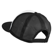 Old English Black J Patched Flat Bill Trucker Snapback Cap - White Black OSFM