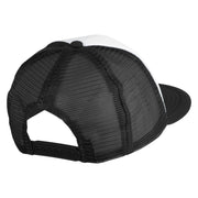 Old English Black J Patched Flat Bill Trucker Snapback Cap - White Black OSFM