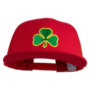 Clover Iron on Patched Flat Bill Snap Back Mesh Cap - Red OSFM