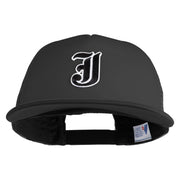 Old English Black J Patched Flat Bill Trucker Snapback Cap - Black OSFM