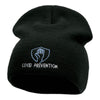 Covid Prevention Symbol Embroidered Short Knitted Beanie