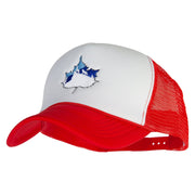 Winter Wolf Embroidered Summer Foam Mesh Trucker Cap - Red-White OSFM