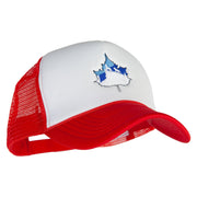 Winter Wolf Embroidered Summer Foam Mesh Trucker Cap - Red-White OSFM