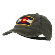 Colorado State Flag Embroidered Washed Buckle Cap