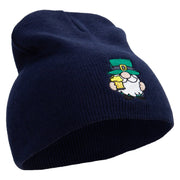 St. Patrick's Day Gnomes Embroidered 8 inch Acrylic Short beanie - Navy OSFM