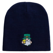 St. Patrick's Day Gnomes Embroidered 8 inch Acrylic Short beanie - Navy OSFM