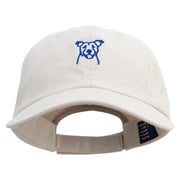 Happy Dog Face Embroidered Low Profile Dyed Cotton Twill Cap - Putty OSFM