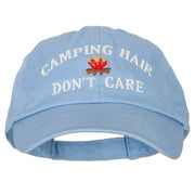 Camping Hair Don't Care with Fire Embroidered Low Profile Cotton Cap