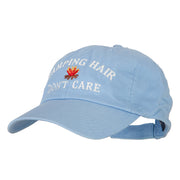 Camping Hair Don't Care with Fire Embroidered Low Profile Cotton Cap