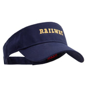 Train Railway Embroidered Cotton Twill Sun Visor - Navy OSFM