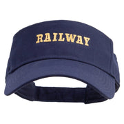 Train Railway Embroidered Cotton Twill Sun Visor - Navy OSFM