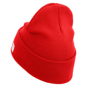 US Marine Semper Fidelis Logo Embroidered 12 Inch Solid Knit Cuff Long Beanie Made in USA - Red OSFM