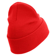 US Marine Semper Fidelis Logo Embroidered 12 Inch Solid Knit Cuff Long Beanie Made in USA - Red OSFM