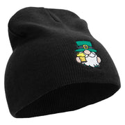 St. Patrick's Day Gnomes Embroidered 8 inch Acrylic Short beanie - Black OSFM