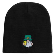 St. Patrick's Day Gnomes Embroidered 8 inch Acrylic Short beanie - Black OSFM