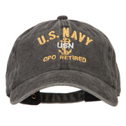 US Navy CPO Retired Military Embroidered Washed Cotton Twill Cap