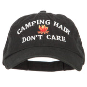 Camping Hair Don't Care with Fire Embroidered Low Profile Cotton Cap