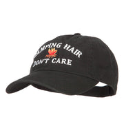 Camping Hair Don't Care with Fire Embroidered Low Profile Cotton Cap