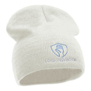 Covid Prevention Symbol Embroidered Short Knitted Beanie