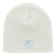 Covid Prevention Symbol Embroidered Short Knitted Beanie