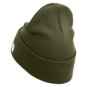 US Marine Semper Fidelis Logo Embroidered 12 Inch Solid Knit Cuff Long Beanie Made in USA - Olive OSFM