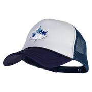 Winter Wolf Embroidered Summer Foam Mesh Trucker Cap - Navy-White OSFM