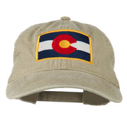 Colorado State Flag Embroidered Washed Buckle Cap