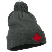 Canada Maple Leaf Embroidered Pom Beanie