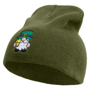 St. Patrick's Day Gnomes Embroidered 8 inch Acrylic Short beanie - Olive OSFM